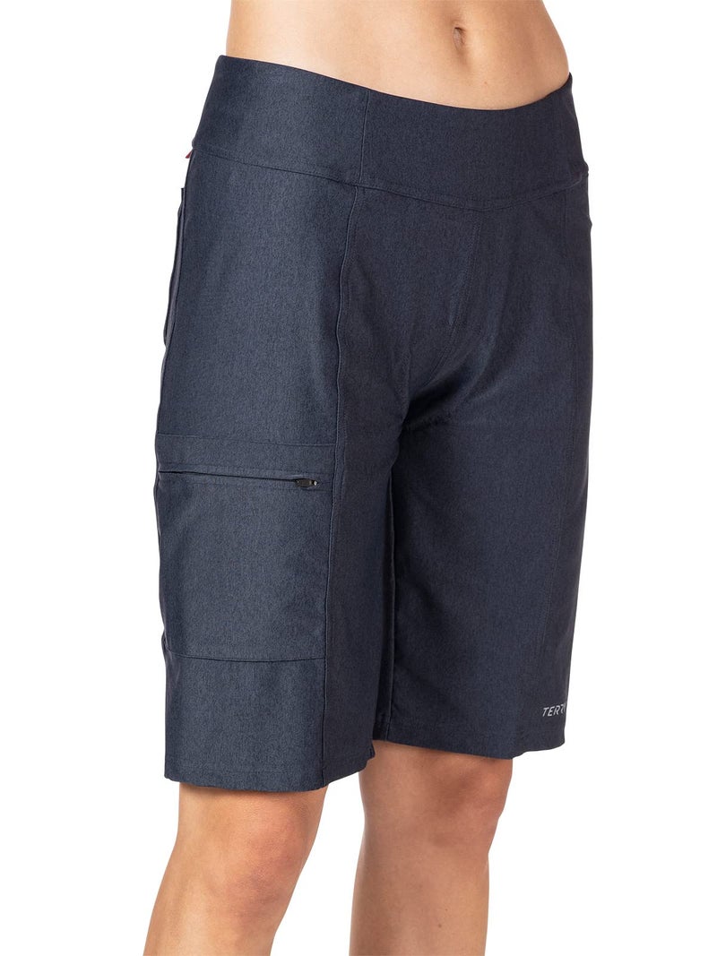 Terry Bike Shorts Women Padded 10.75" Long Fixie Bike Shorts for Women Cycling, Relaxed Fit MTB Mountain Bike Shorts - Black Pepper, Large - Image 1